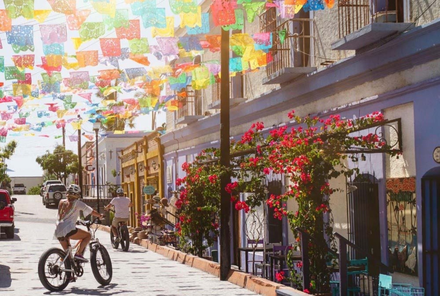 Colorful historic street in downtown Todos Santos